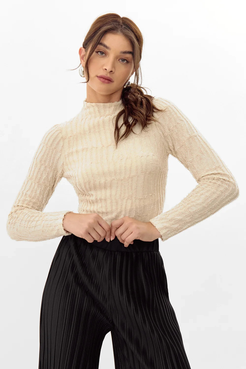 Darcey High Neck Textured Bodysuit