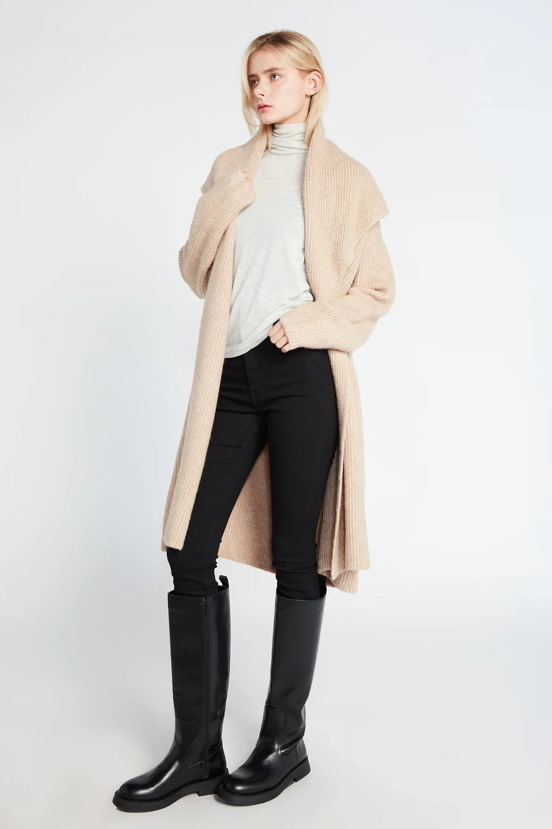 Shawl Collar Long Cardigan