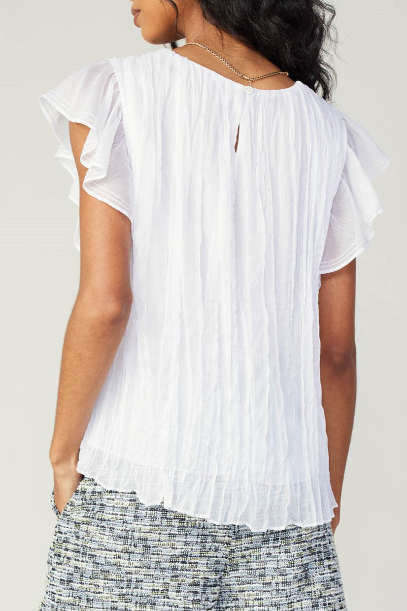 Crinkled Flutter Sleeve Top