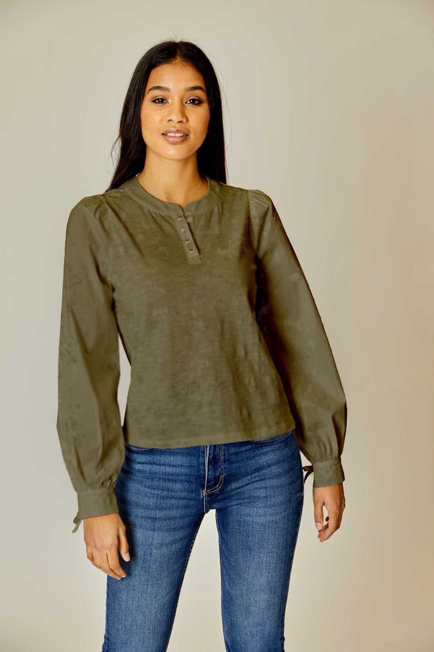 Cotton Mix Henley Top