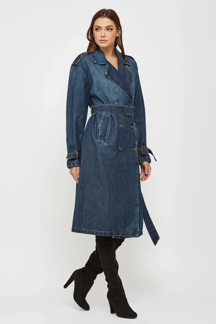 Dark Wash Classic Full Length Trench Coat