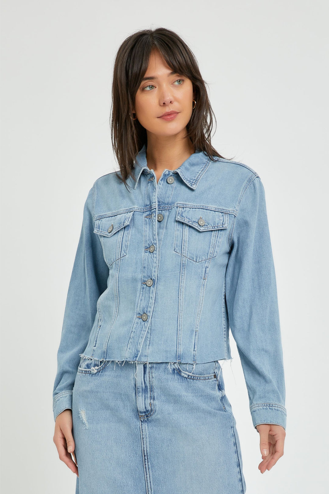 Denim Jacket with Raw Hem