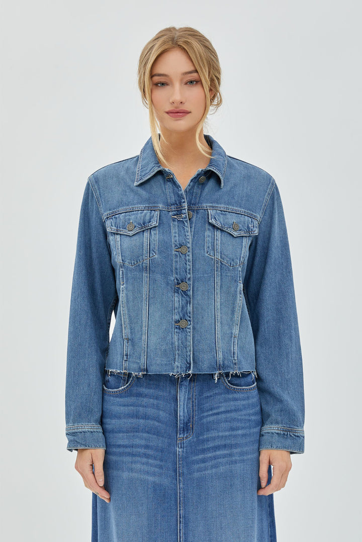 Denim Jacket with Raw Hem