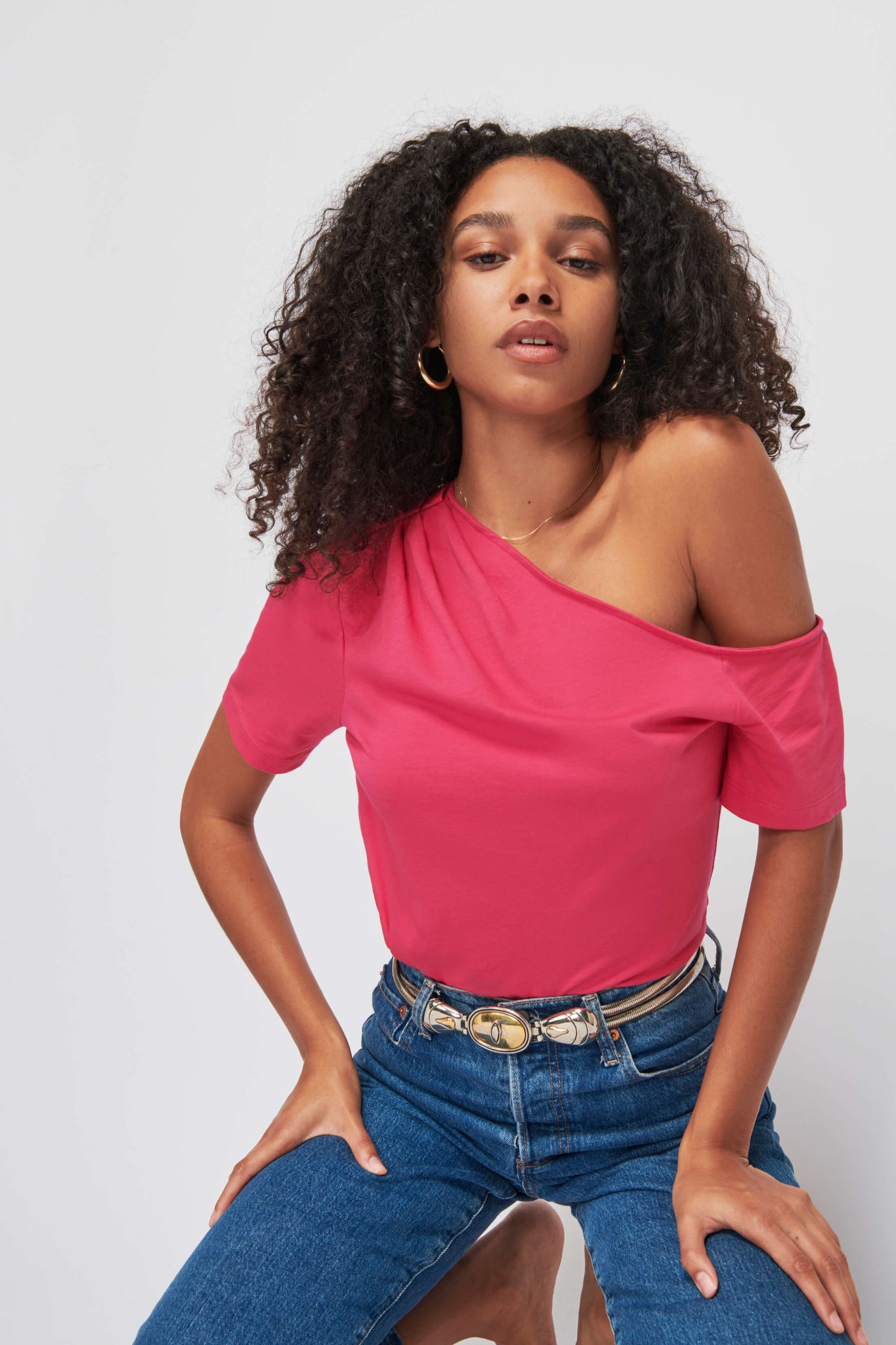 One shoulder top women sale