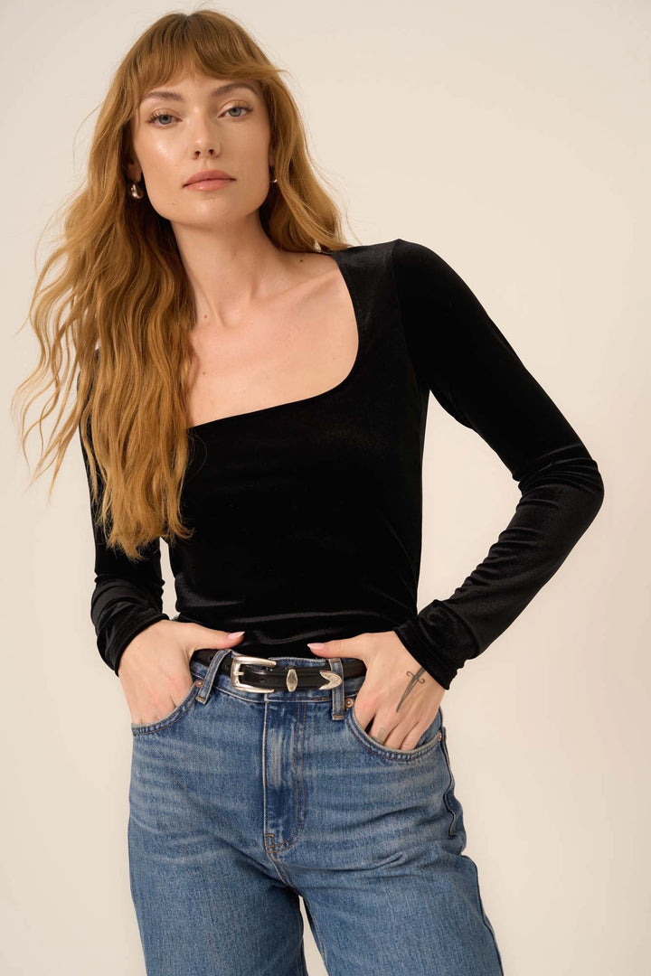 Dream Come True Square Neck Velvet Long Sleeve