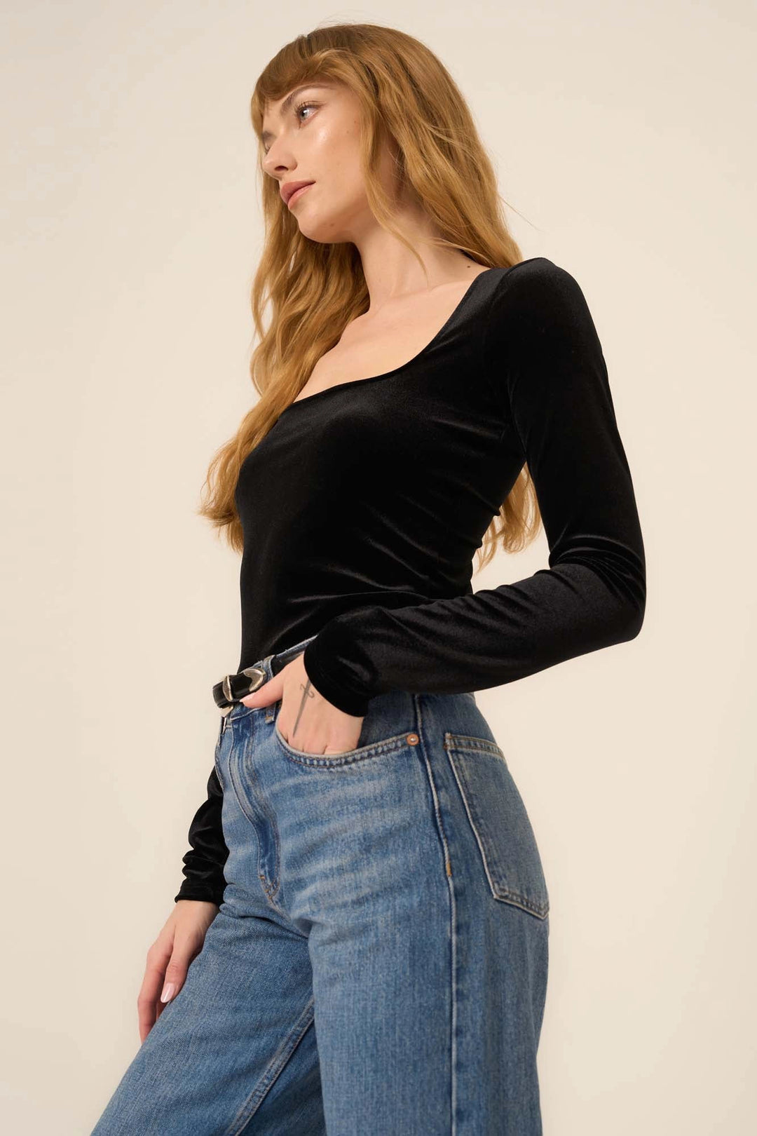 Dream Come True Square Neck Velvet Long Sleeve