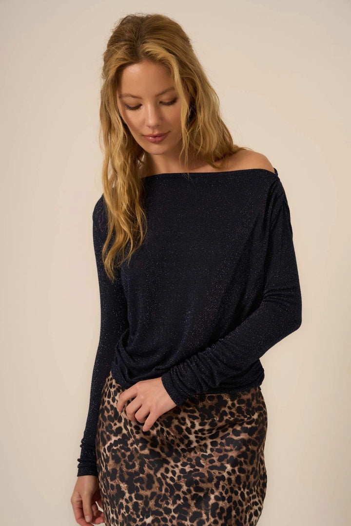 Feeling It Off Shoulder Lurex Long Sleeve