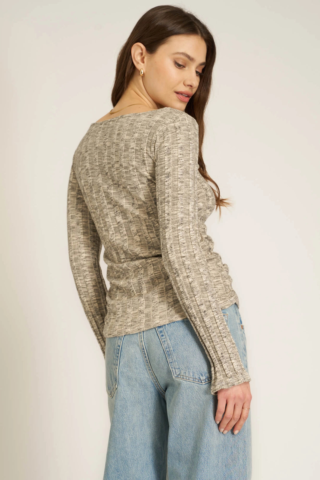 Sanna Boat Neck Sweater Rib Long Sleeve