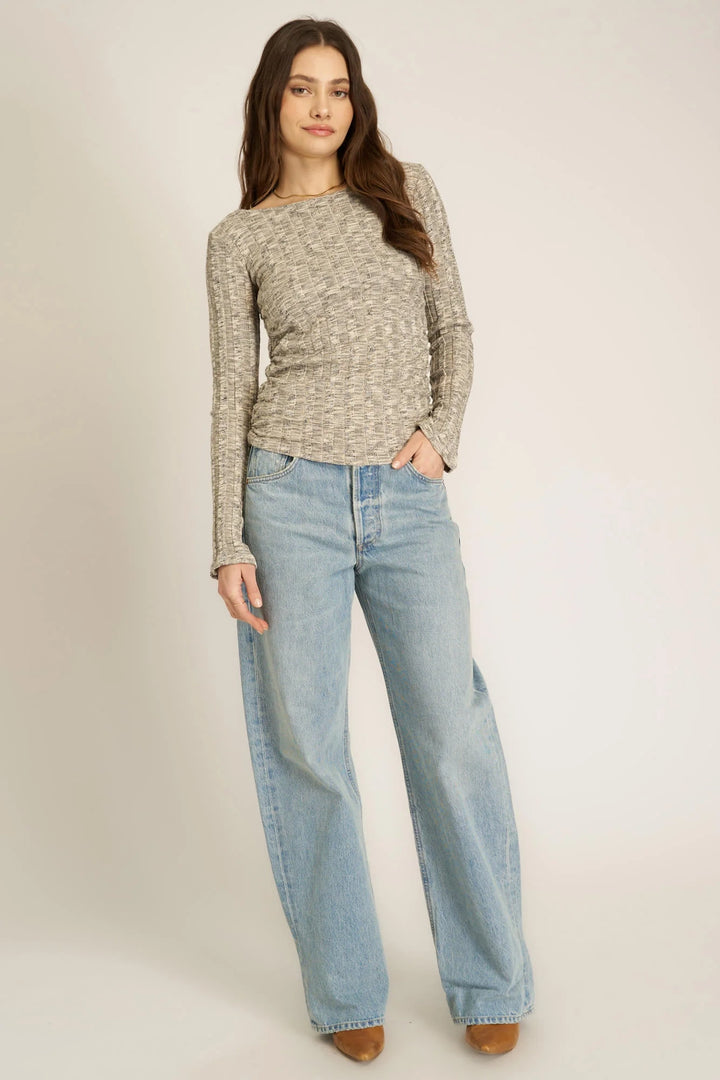 Sanna Boat Neck Sweater Rib Long Sleeve