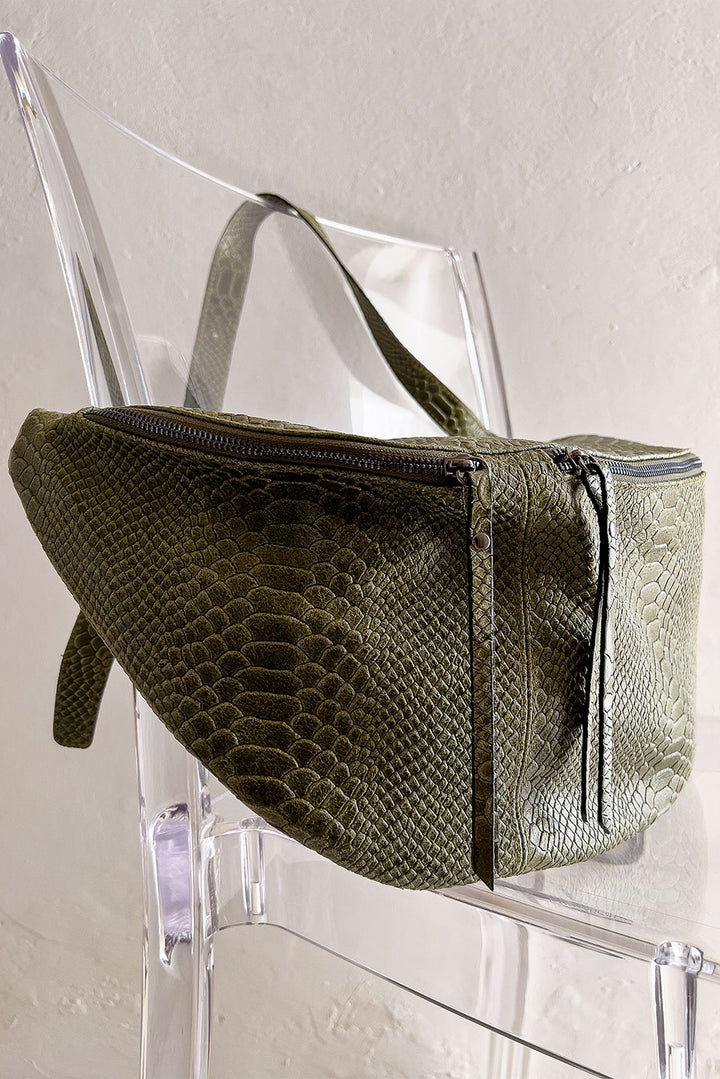 Large Embossed Leather Sling Bag