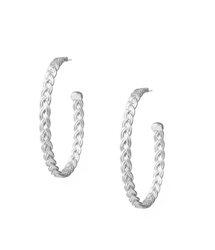 Satin Finish Braid Hoop Earring