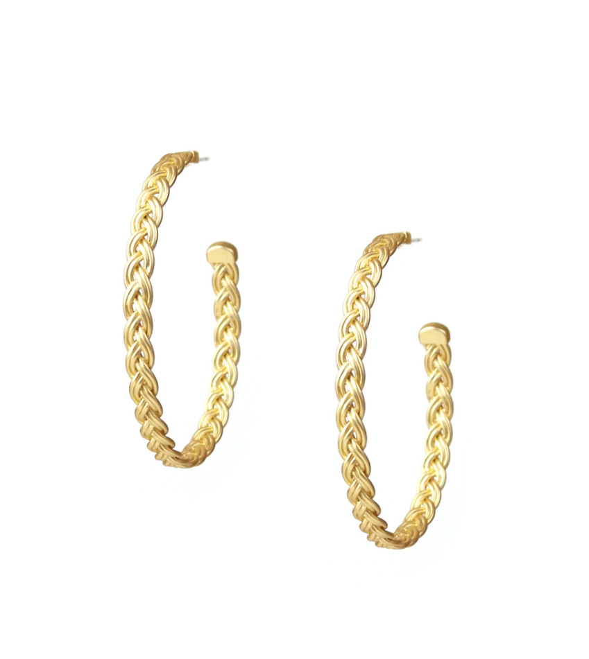 Satin Finish Braid Hoop Earring